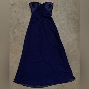 La Femme Navy Blue Strapless Gown